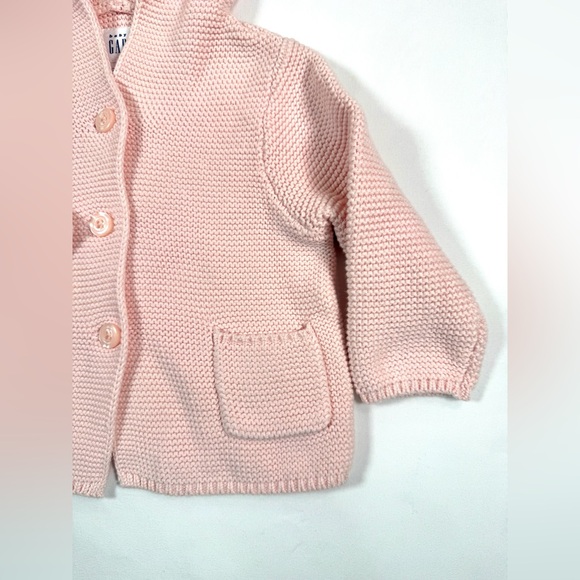 BABY GAP Baby Girls’ Milkshake Pink Baby Bear Ear Garter Cardigan Size 6-12M - Picture 4 of 9